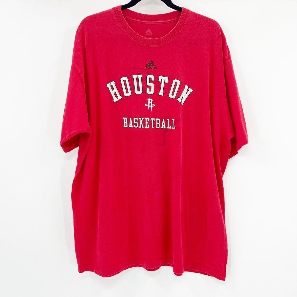 NBA Adidas Houston Basketball T Shirt Men's Size XL Red Crew Neck Short‎ Sleeve